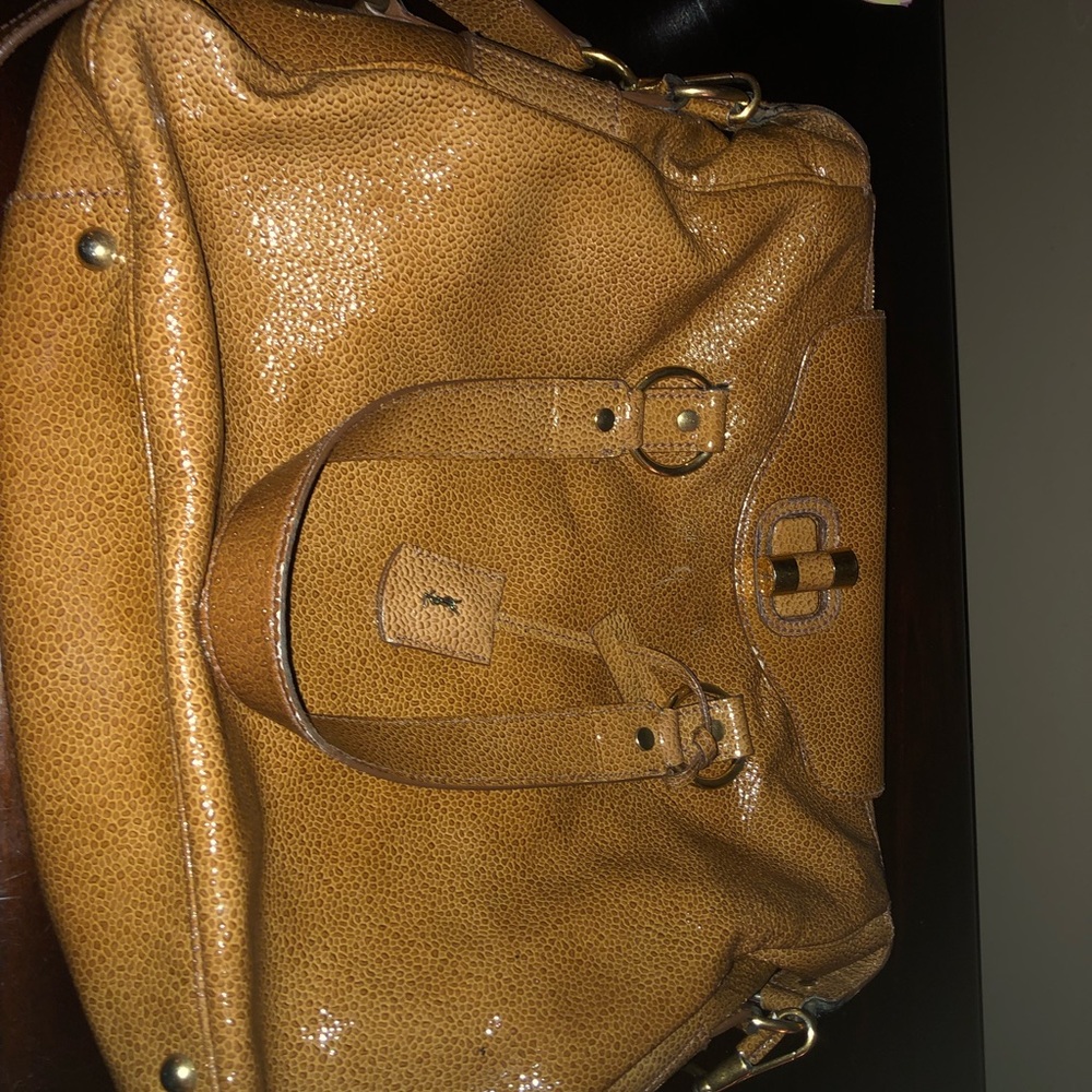YSL tan/gold parent leather tote